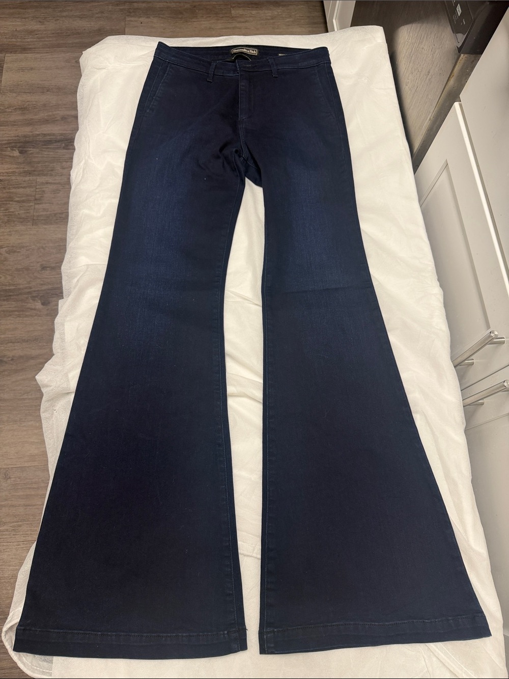 Abercrombie & Fitch Dark Blue Wide Leg Flare Jeans